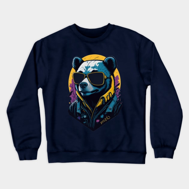 bear with sunglasses Crewneck Sweatshirt by Roshan